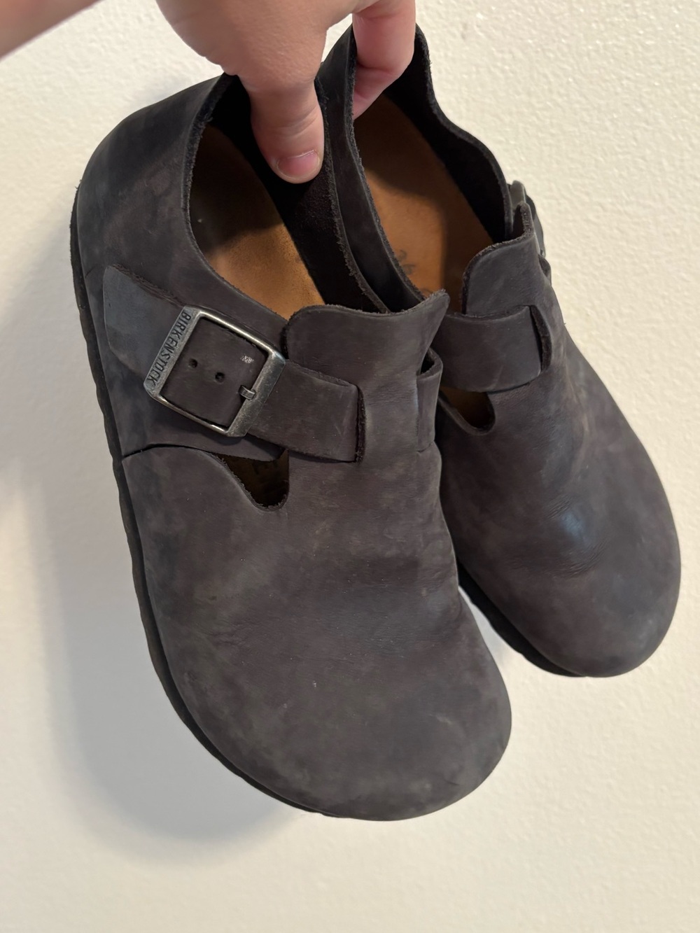 Birkenstock London in black suede leather clog